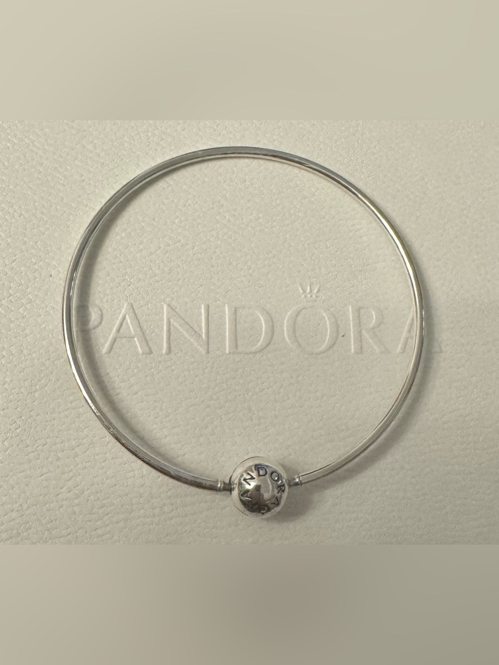 Pandora Sterling Silver S925 ALE Logo Clasp Bangle 2.5”